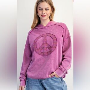 Women's Pink Peace Sign Hoodie